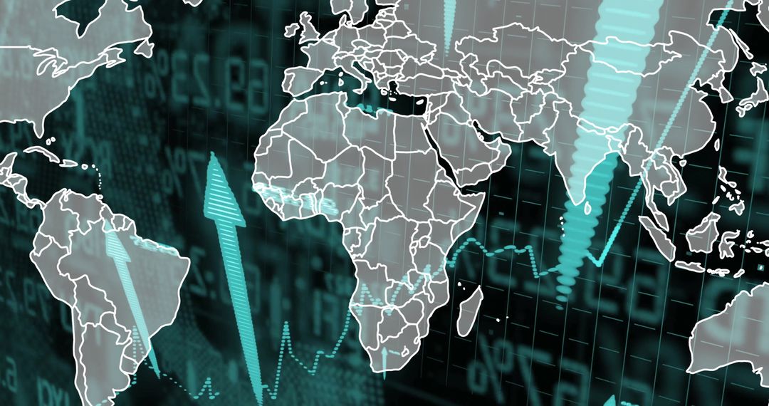 World Map Over Financial Data Visualizing Global Trends