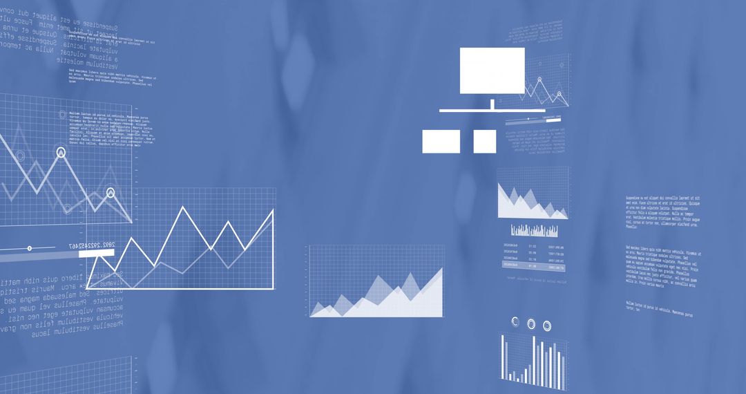 Digital data processing with network interface on blue background