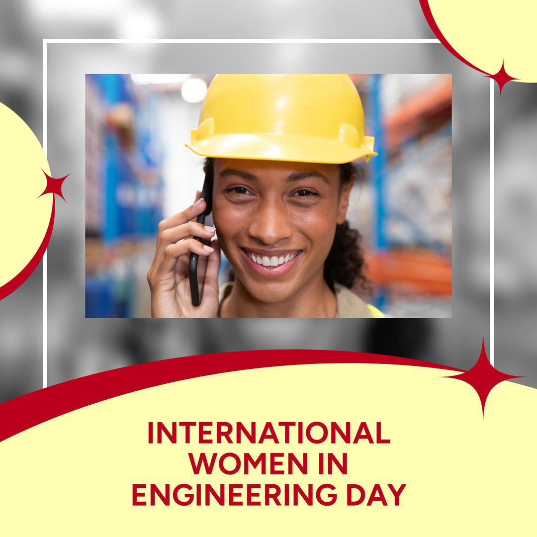 Celebrating Women in Engineering with Smiling Engineer on Phone