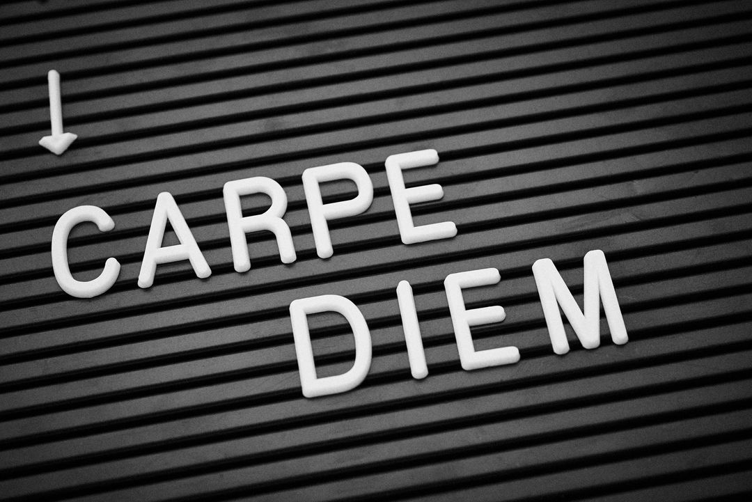 Carpe Diem Message on Black Letter Board