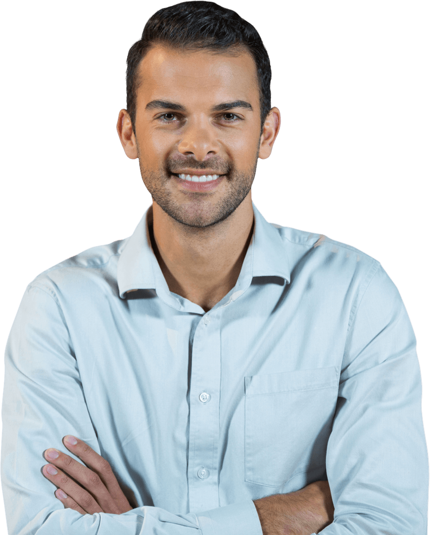 Transparent Portrait of Confident Smiling Businessman with Arms Crossed