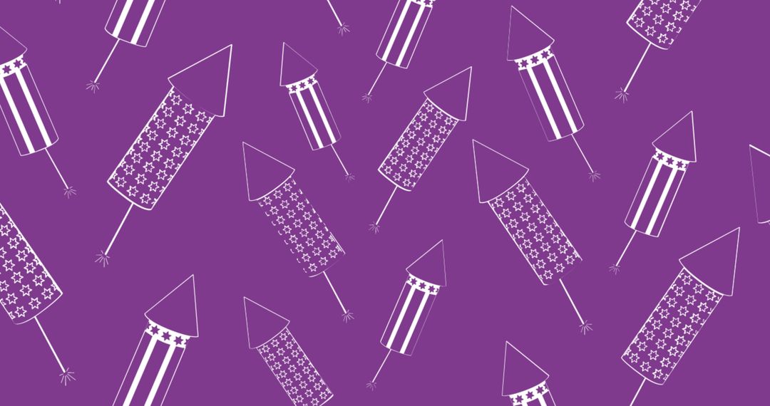White Rocket Fireworks on Purple Background for Celebrations