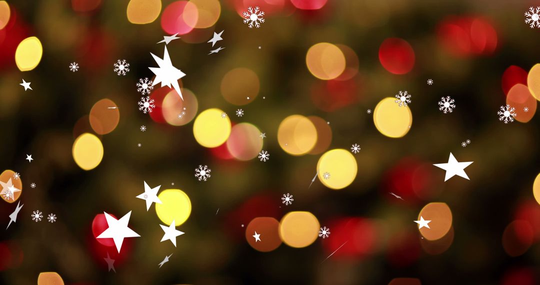 Festive Holiday Bokeh with Falling Stars and Snowflakes
