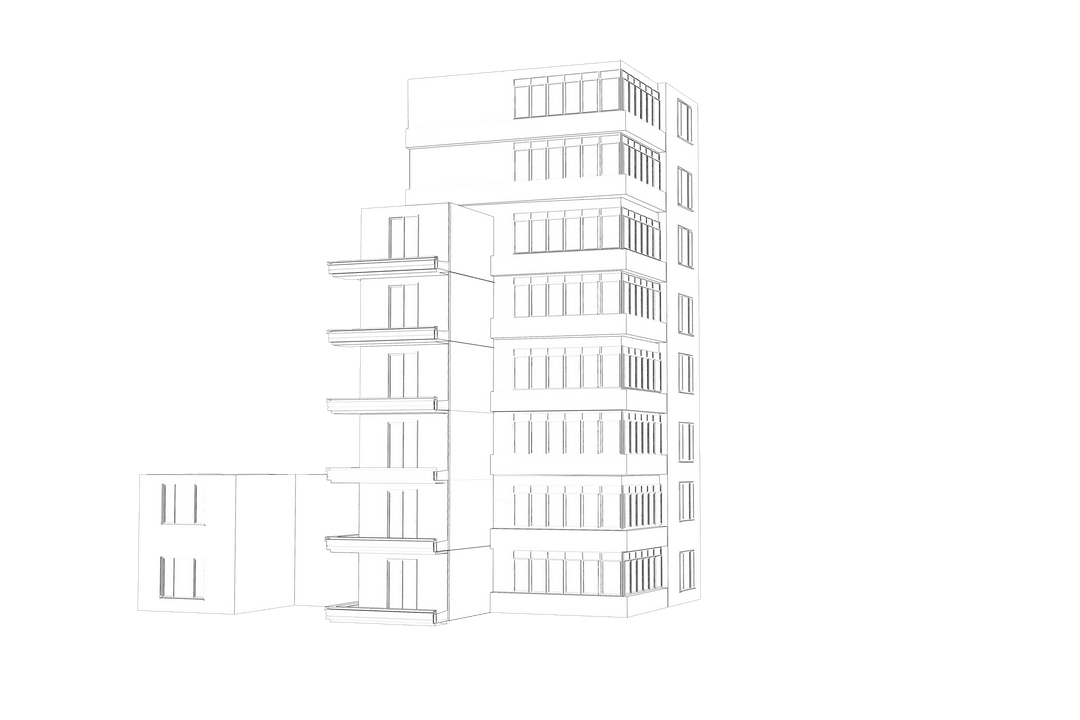 Transparent Illustration of Multi-Story White Apartment Building