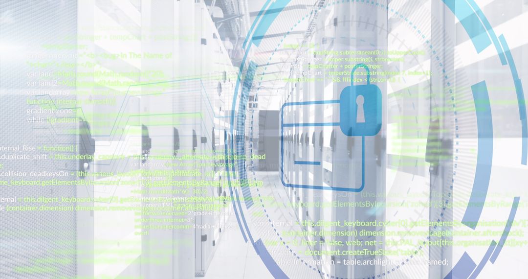 Digital Security Concept with Credit Card and Server Room