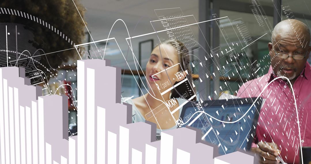 Business Professionals Analyzing Global Data Insights