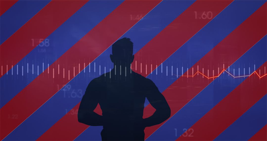 Patriotic Silhouette with Financial Data Background