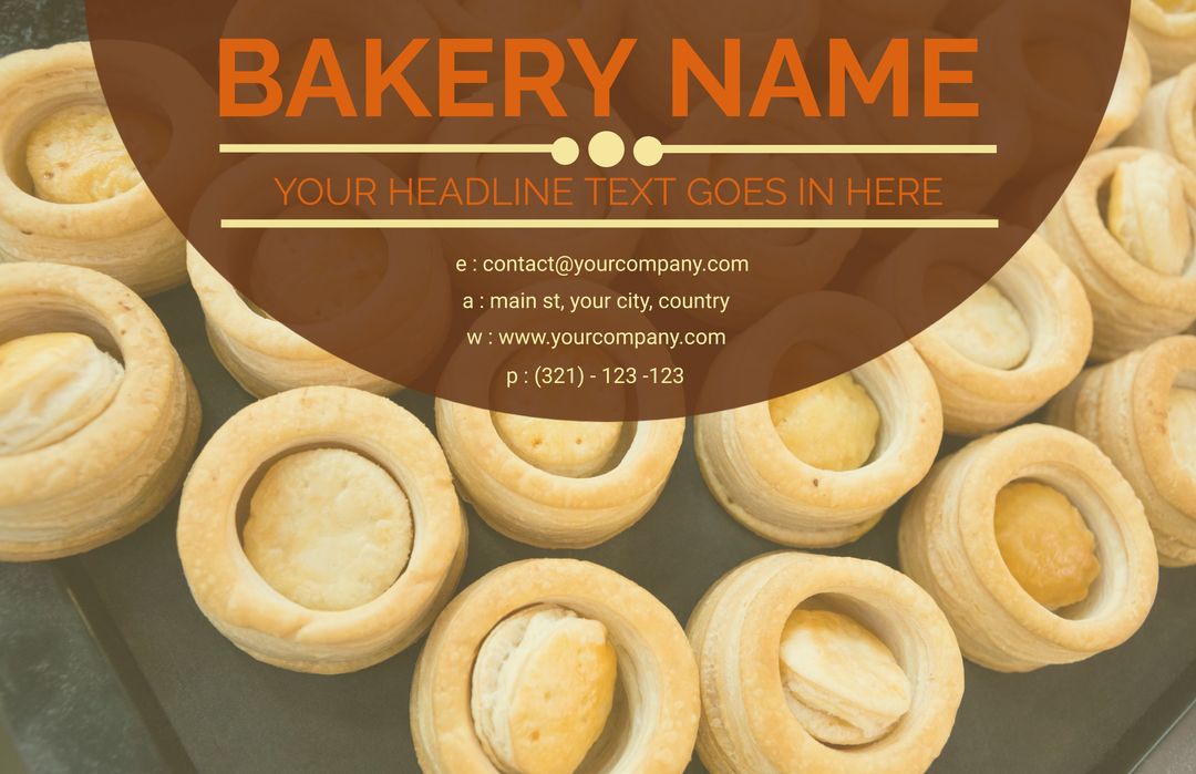 Editable Bakery Pastry Template with Contact Information and Warm Design - Download Free Stock Templates Pikwizard.com