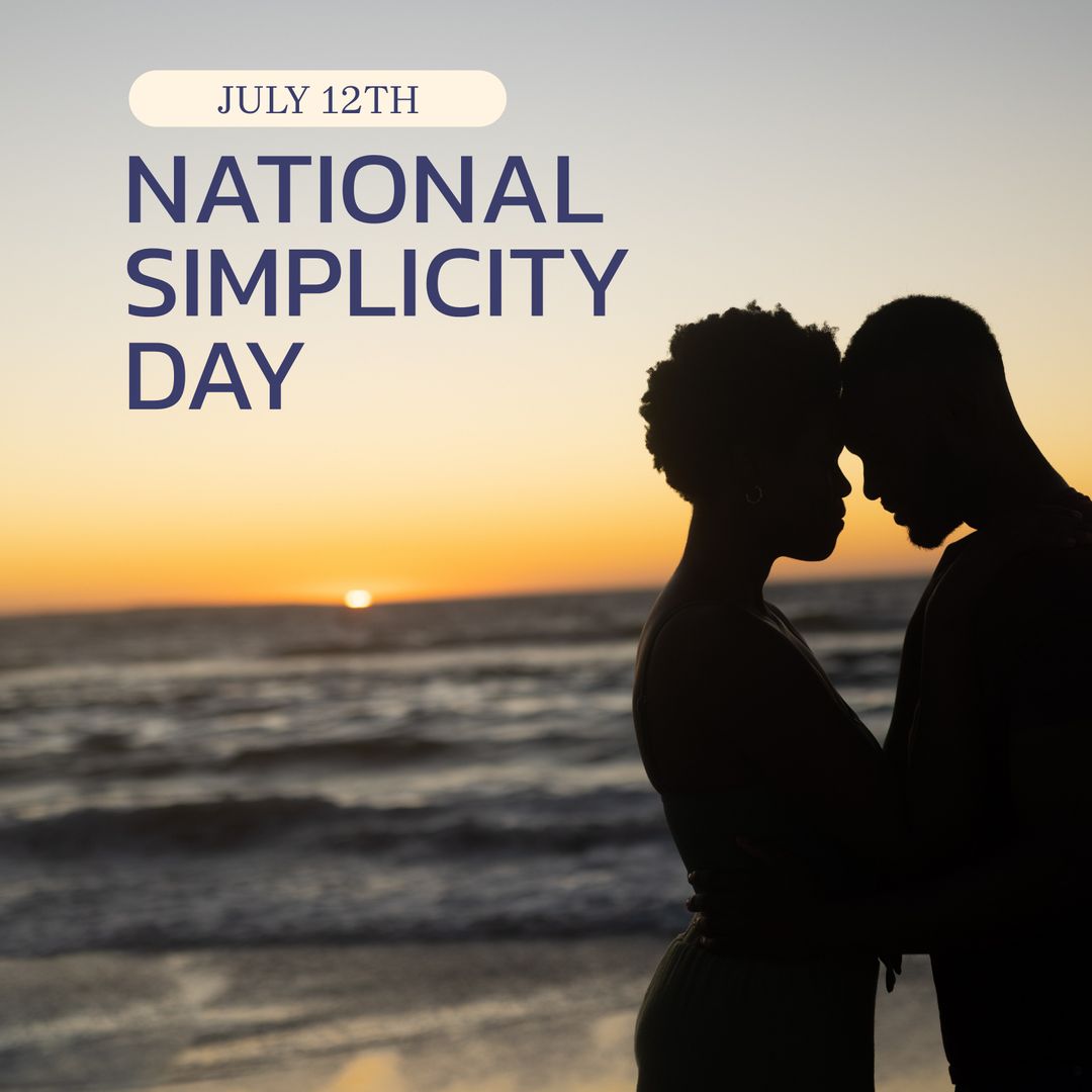 Silhouetted Couple Embracing by Seaside at Sunset