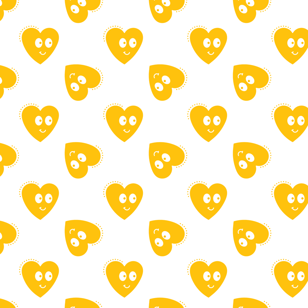 Seamless Pattern Yellow Hearts Transparent Background