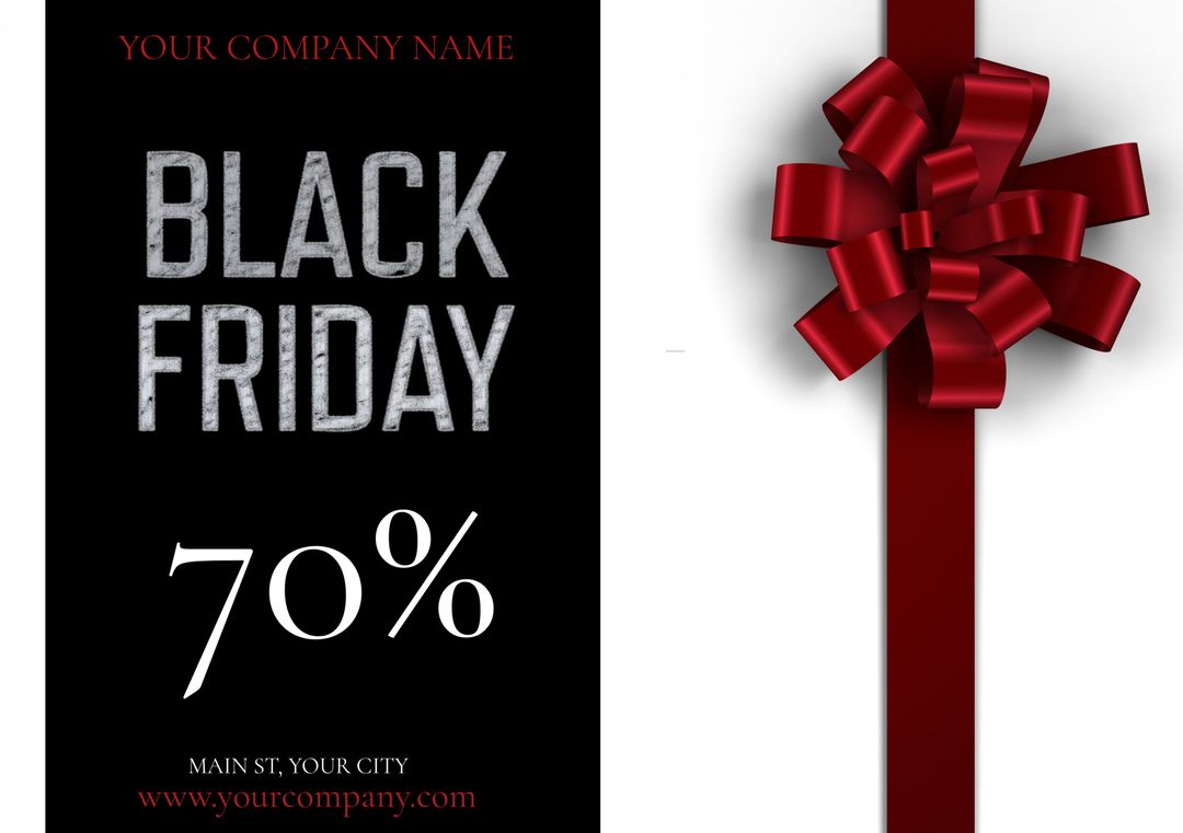 Bold Black Friday Promotion with Red Ribbon Accent