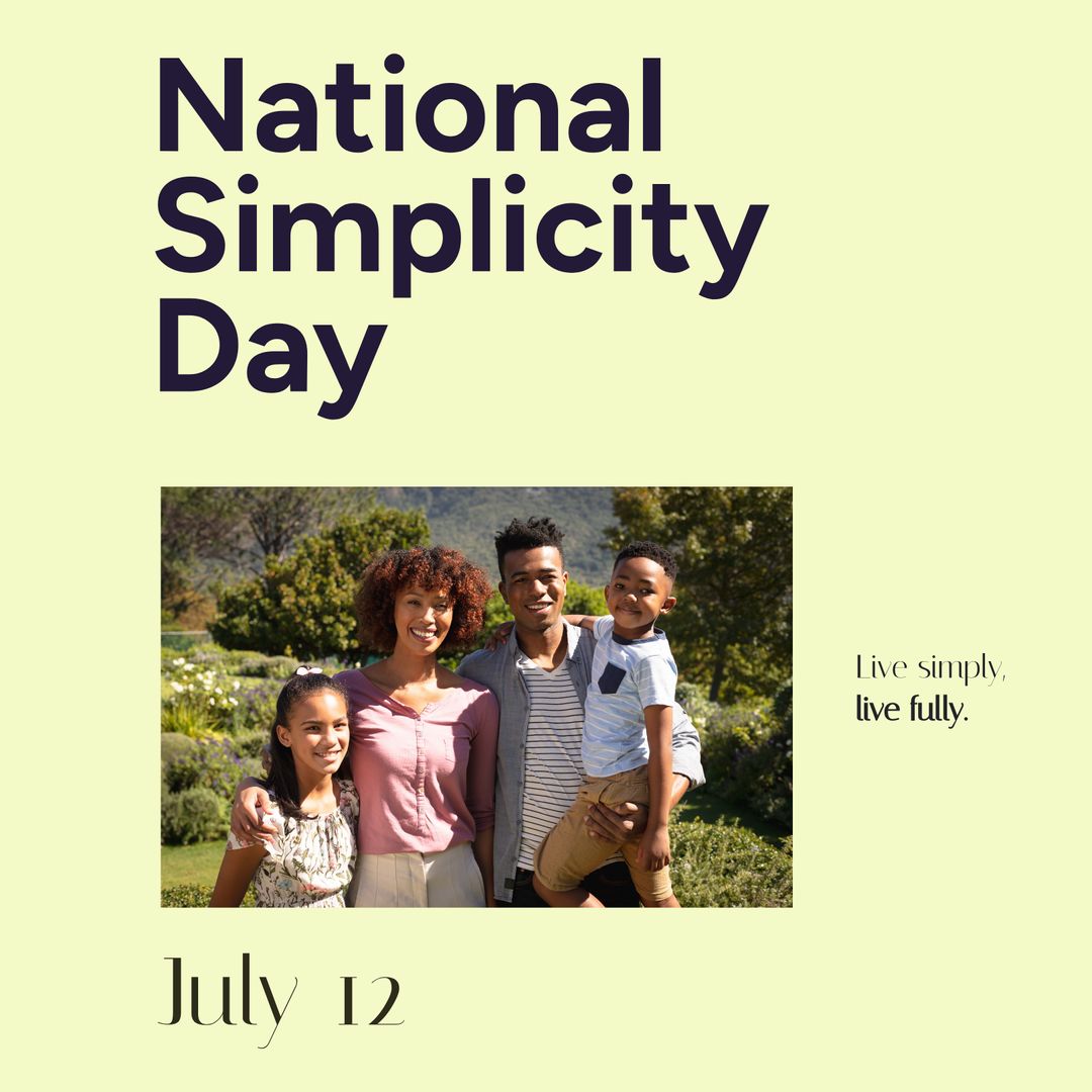 Happy Family Celebrating National Simplicity Day in Blooming Garden
