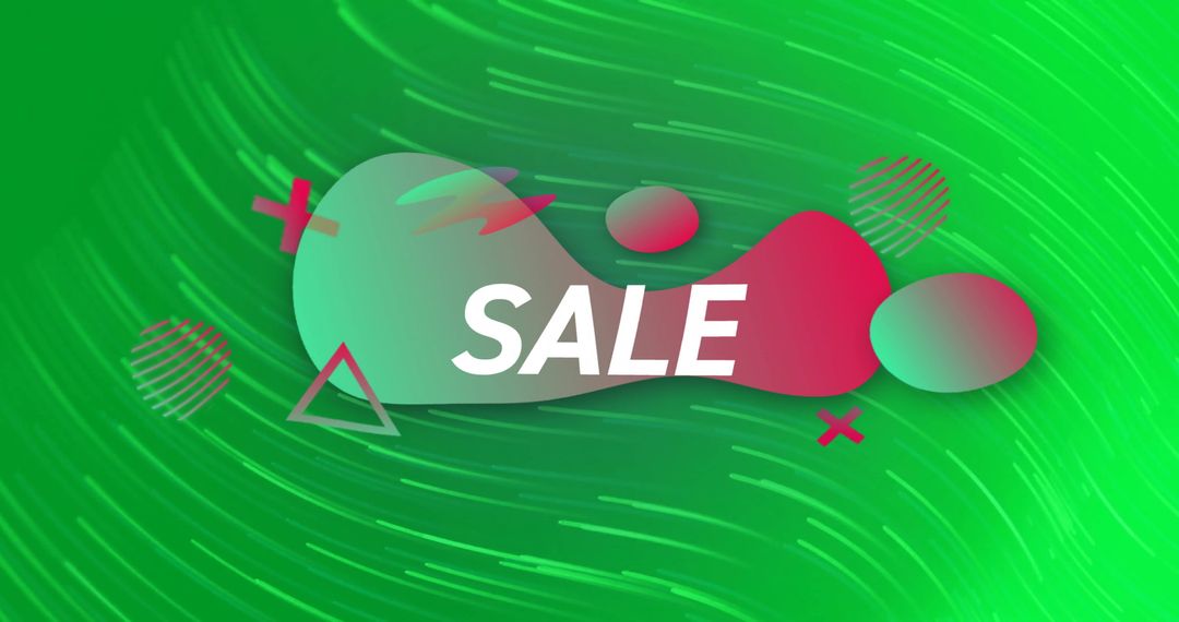 Dynamic Green Sale Banner with Abstract Shapes