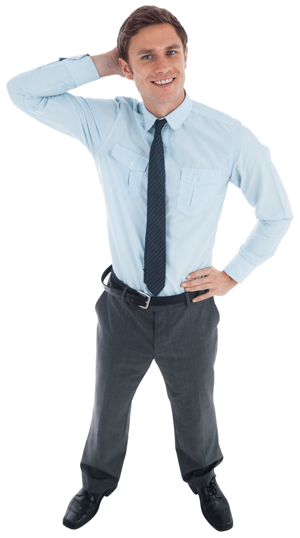 Transparent Musing Businessman in Professional Attire