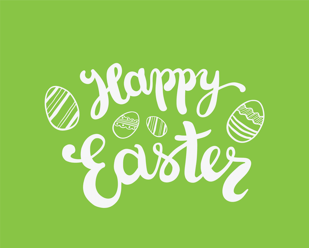 Happy Easter Text on Transparent Background with Easter Eggs