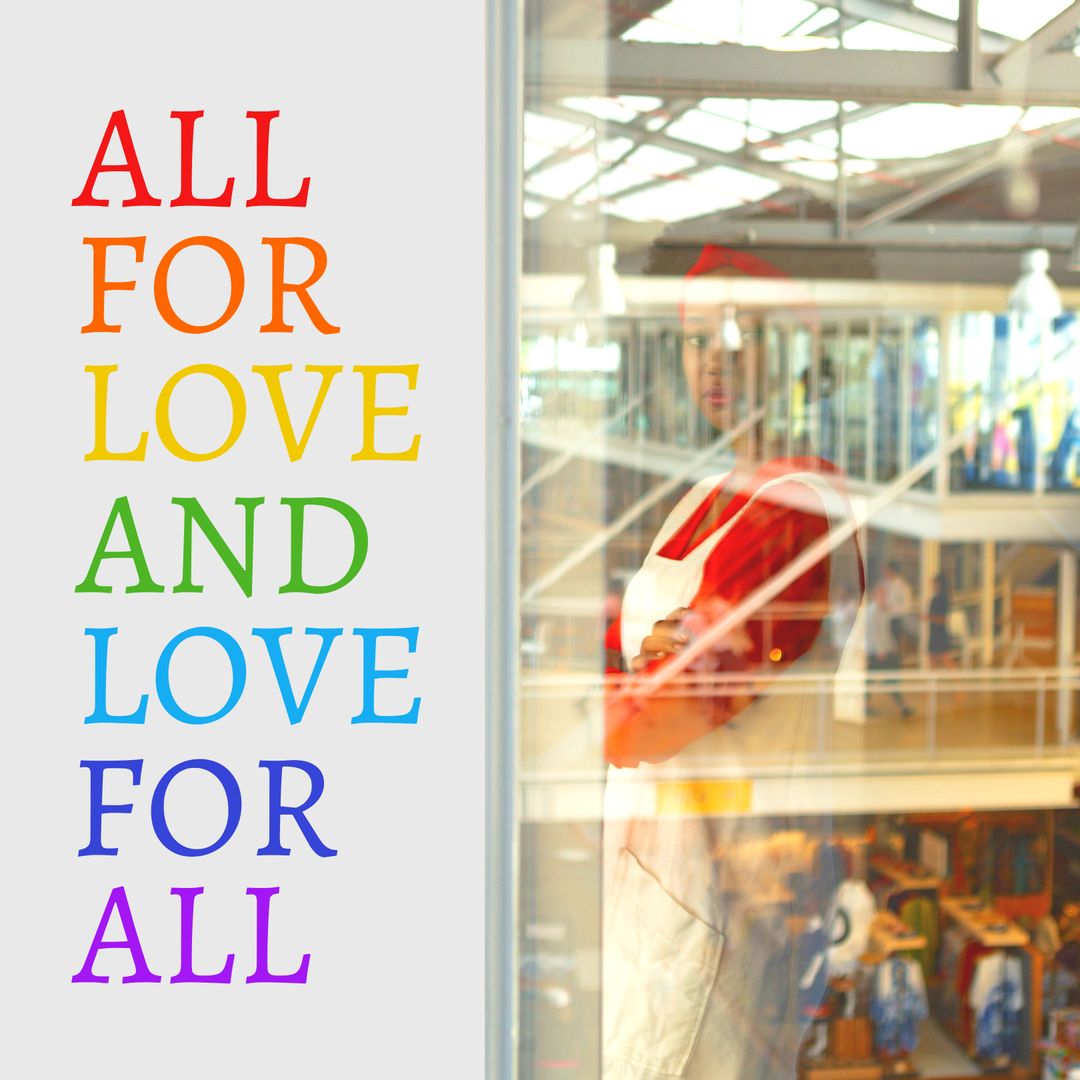 Colorful Love Multicultural Pride Message Through Store Window