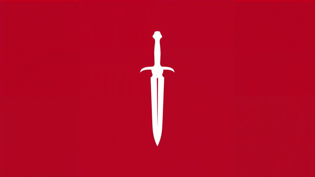 Minimalist White Dagger Silhouette on Red Background