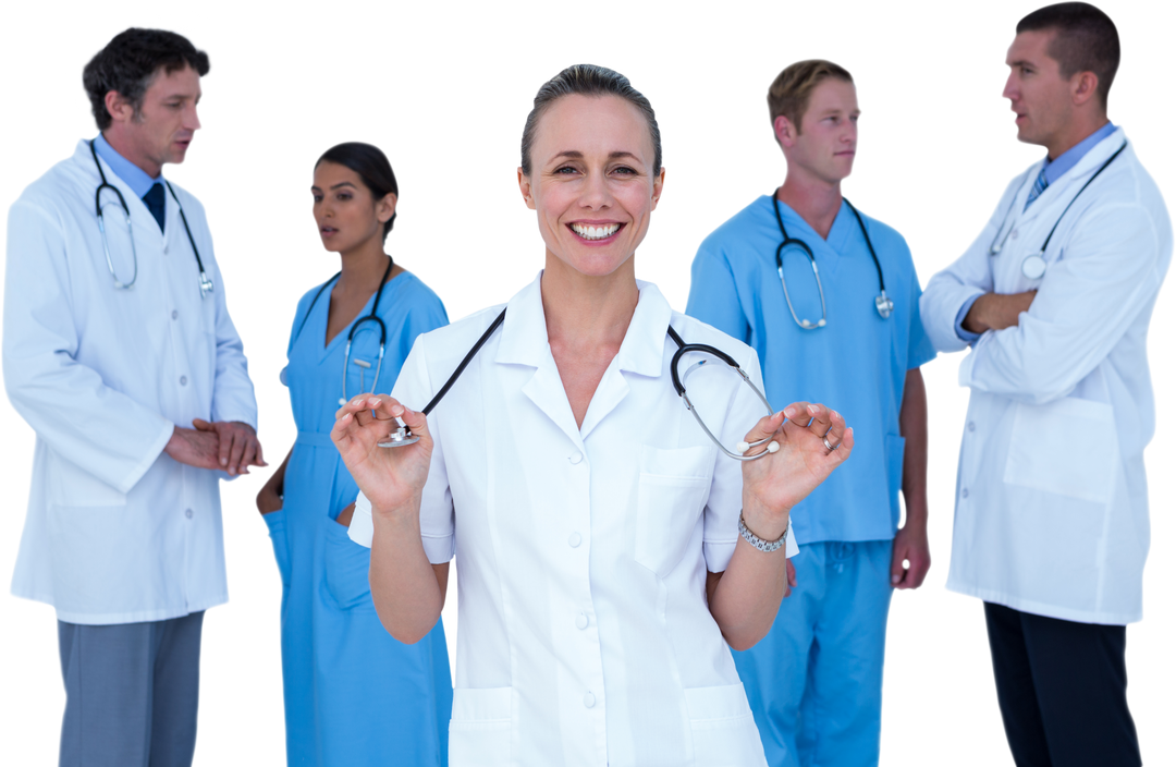 Transparent Group of Medical Professionals with Happy Smiling Female Doctor - Download Free Stock Images Pikwizard.com