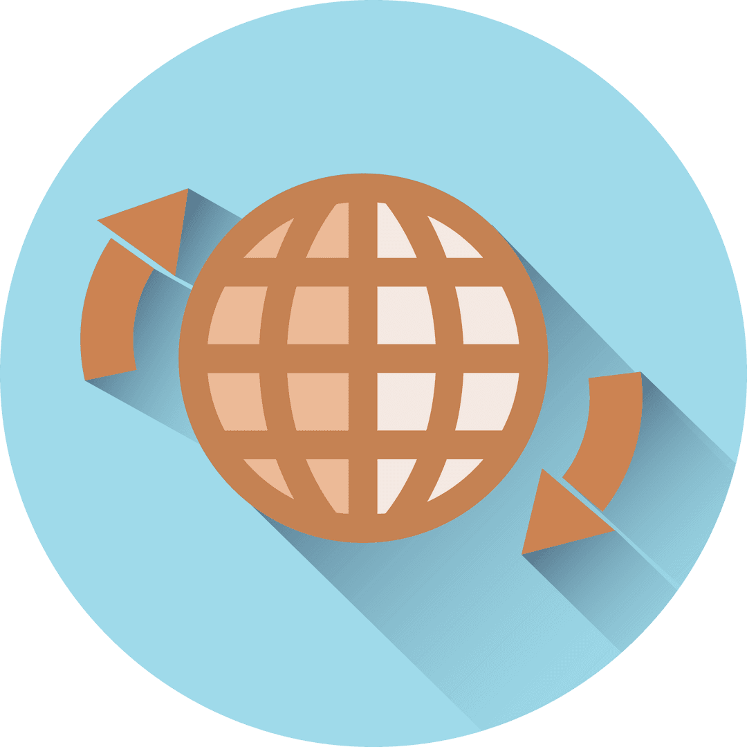 Transparent Illustration of Globe and Arrows in Light Blue Circle