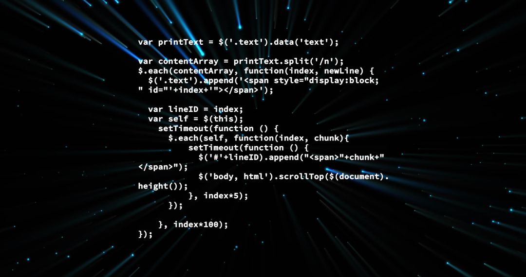 Futuristic coding with abstract light trails