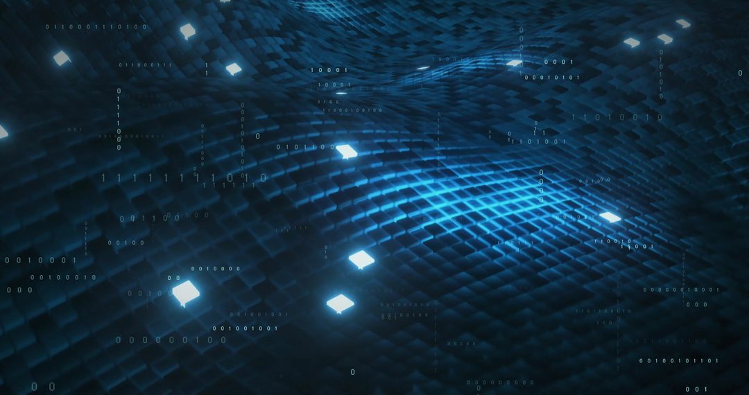 Futuristic Digital Interface with Glowing Squares