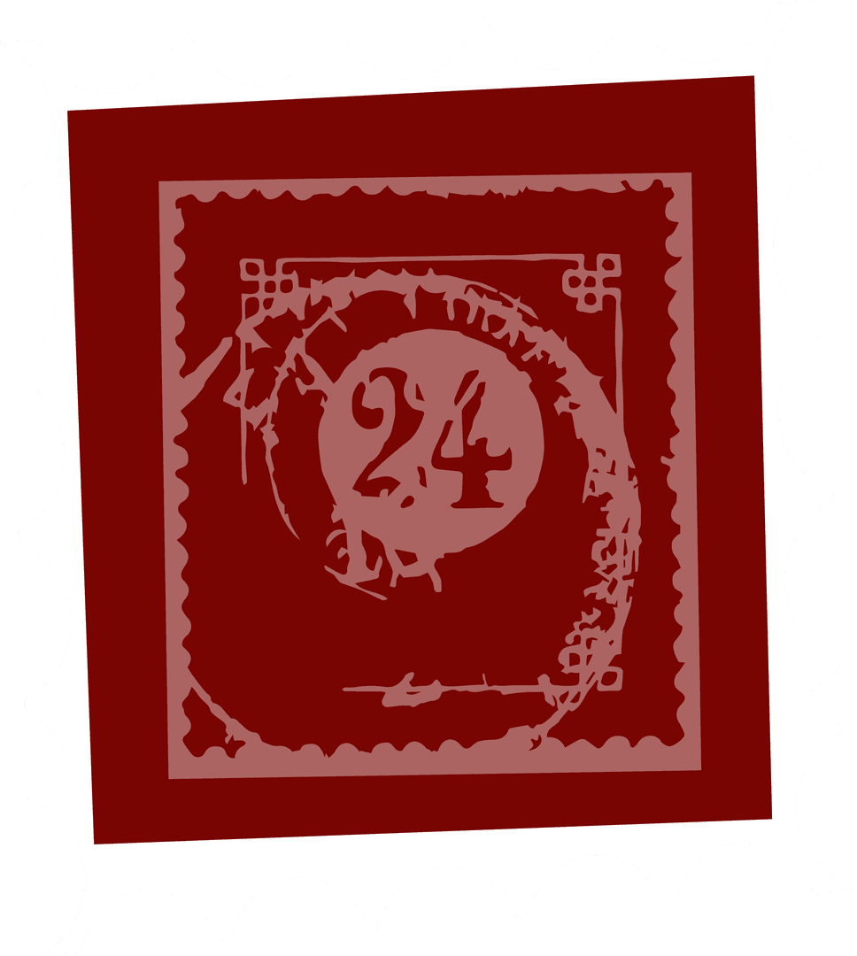 Transparent Stamp-Inspired Emblem with Central Number 24