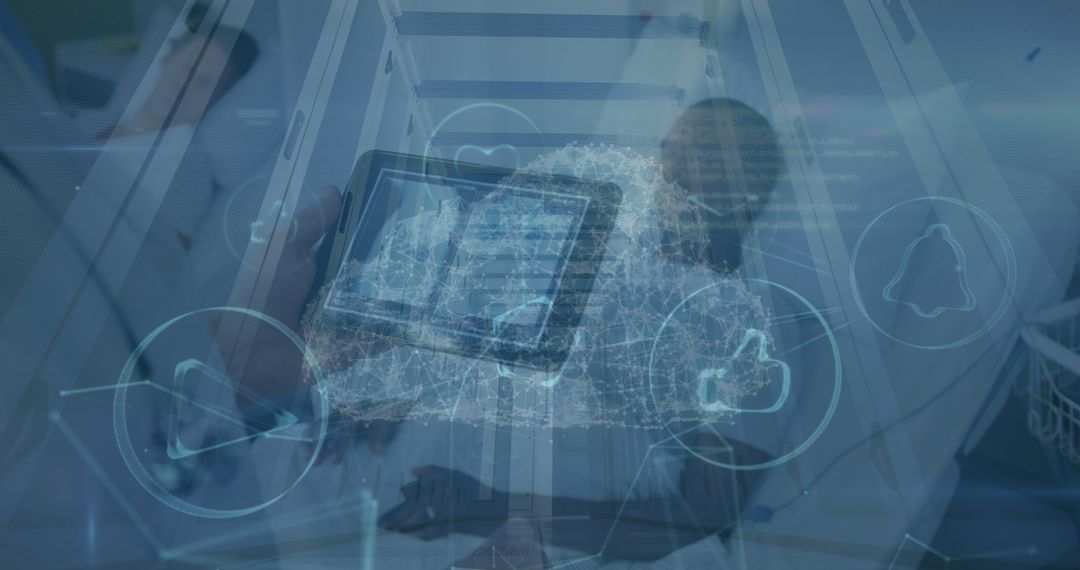 Doctor Utilizing Digital Cloud Technology in Healthcare