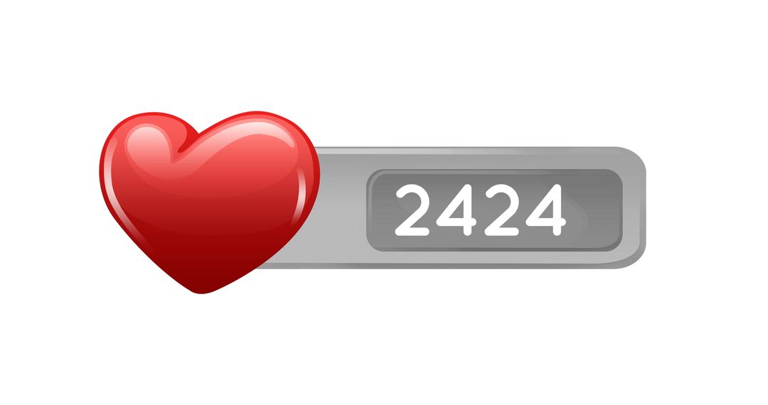 Social Media Counter with Heart Icon and High Count on White Background