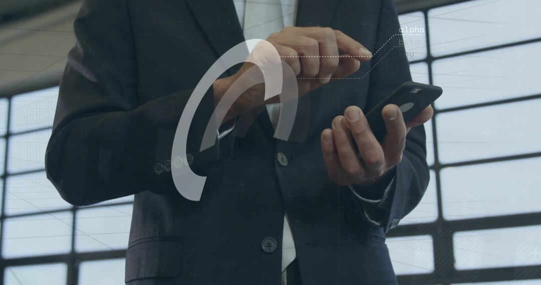 Businessman Using Smartphone for Data Processing