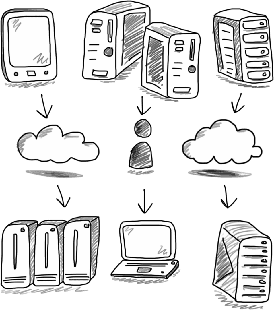 Transparent Illustration of Cloud Computing and Data Transfer