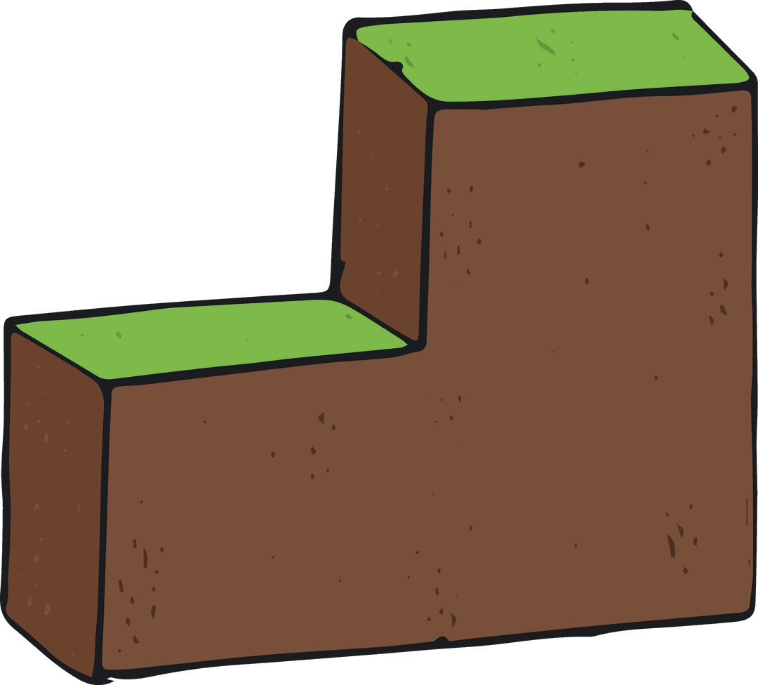 Transparent Soil Block with Grass Top Illustration