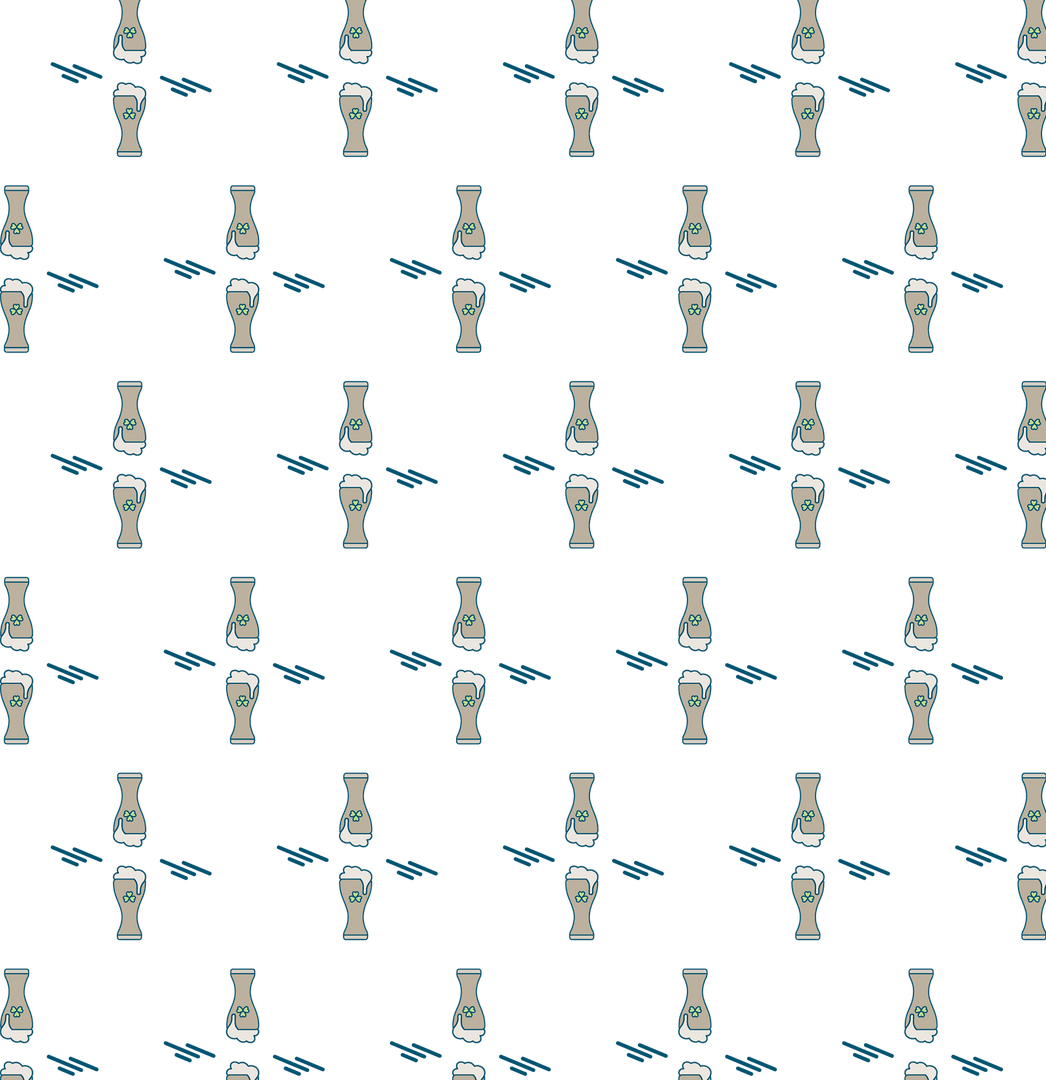 Seamless Pattern of Shamrock Beer Glasses on Transparent Background