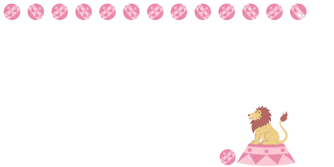 Cartoon Lion with Circus Ball on Transparent Background