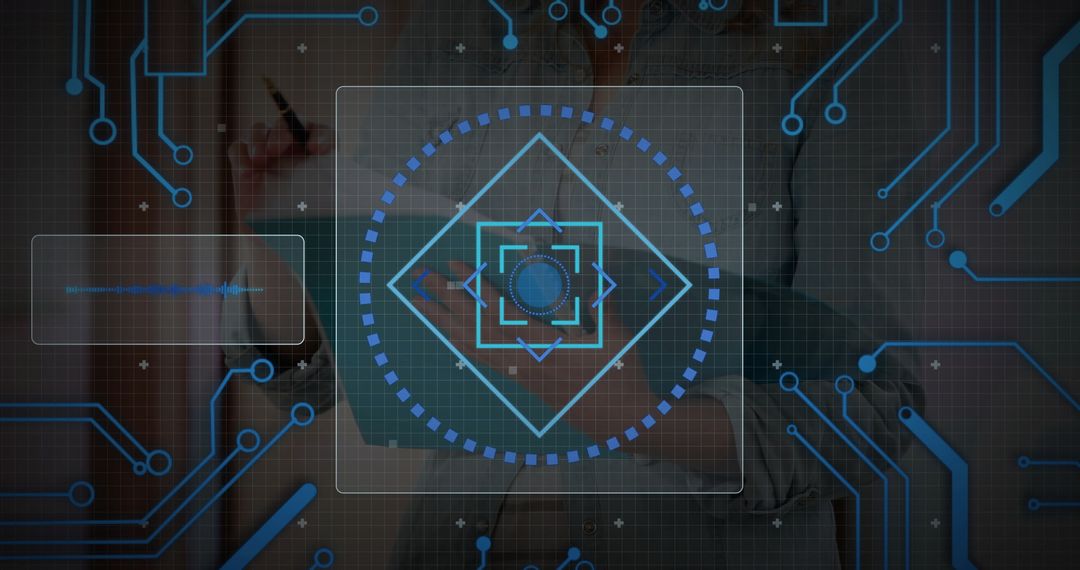 Innovative Technology Student Analyzing Futuristic Interface in Tech Lab