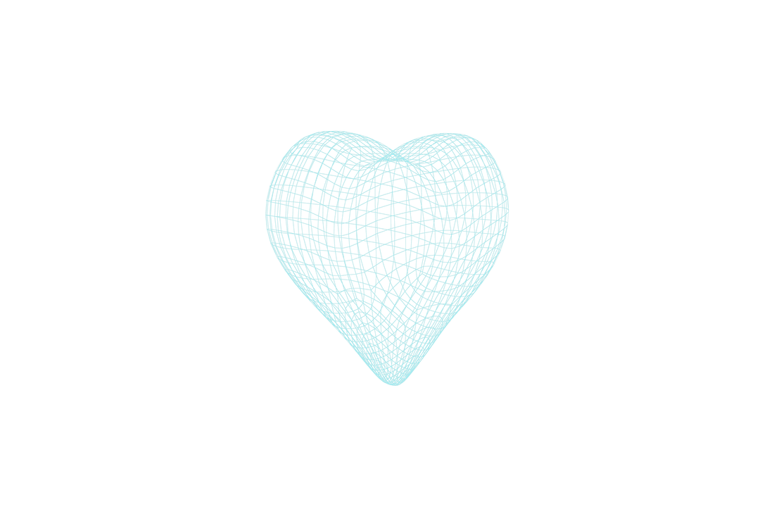 Transparent Wireframe Blue Heart Shape in 3D