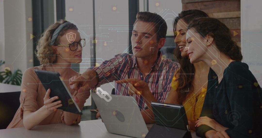 Diverse Team Collaboration with Technology in Modern Office