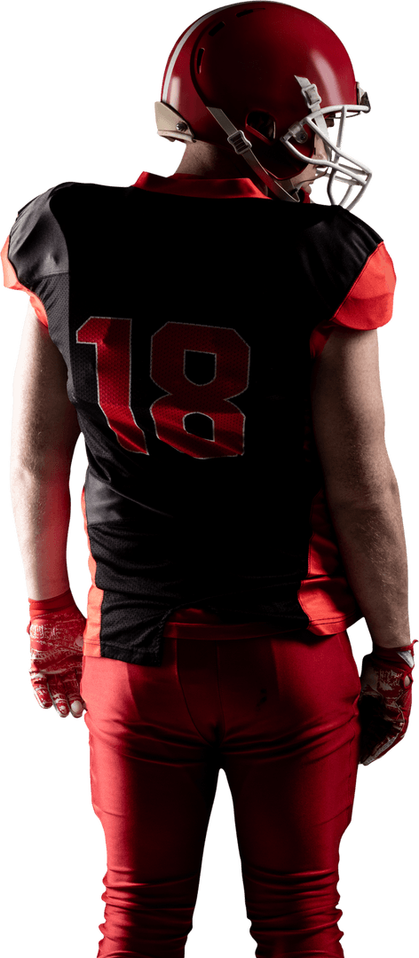 Transparent Rear View of American Football Player in Helmet and Uniform