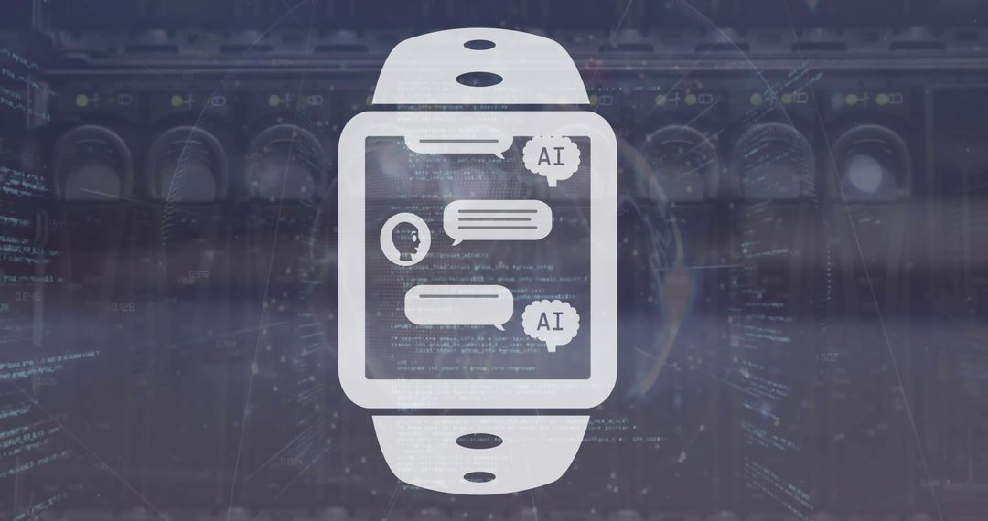 AI Chat Interface on Digital Smartwatch Screen Concept