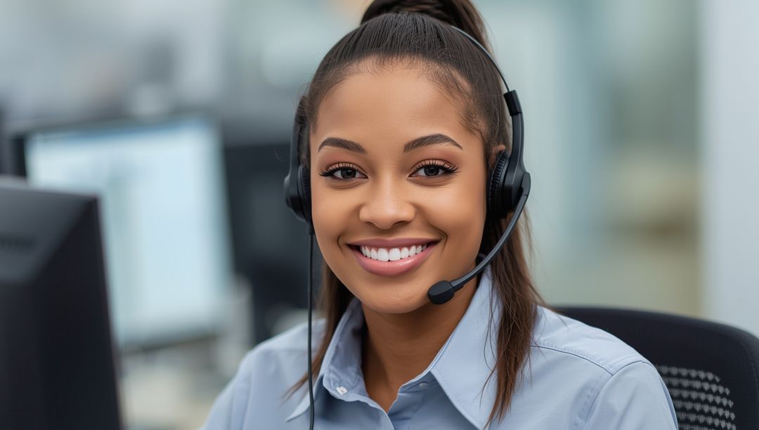 Smiling Call Center Agent Providing Excellent Customer Service