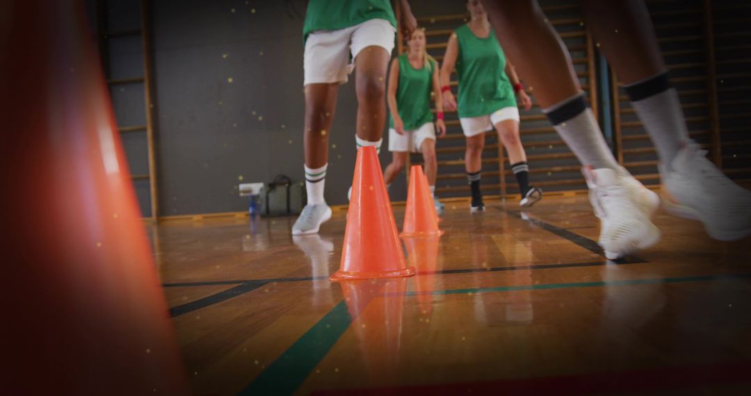 Dynamic Basketball Drill Training in Gym with Teamwork