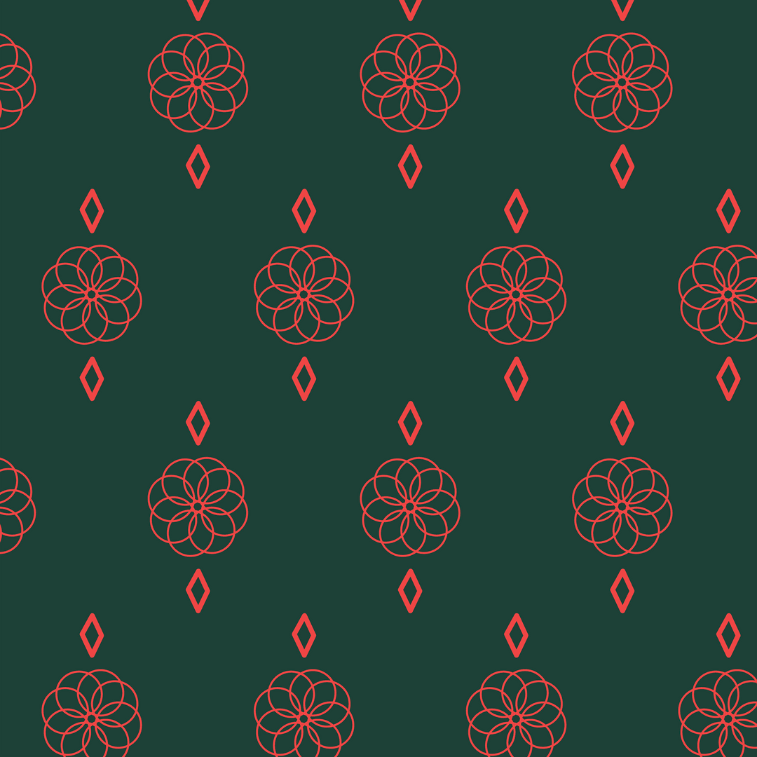 Elegant Red Line Flower Repeating on Transparent Background