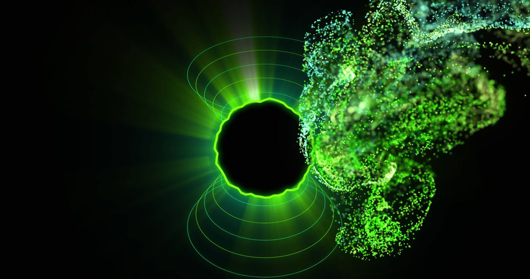 Dynamic Green Glowing Shapes Creating Vibrant Visual