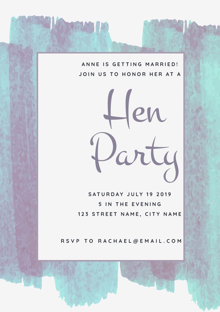 Elegant Hen Party Invitation with Watercolor Design - Download Free Stock Templates Pikwizard.com