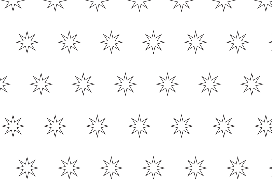 Black Star Pattern Rows on Transparent Background
