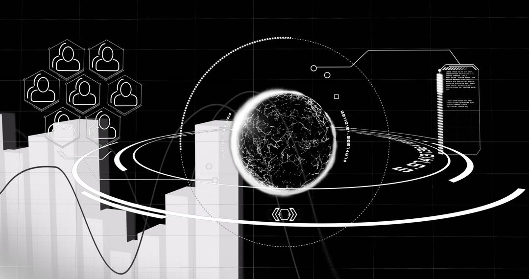 Futuristic Interface with Digital Globe and Graphical Elements