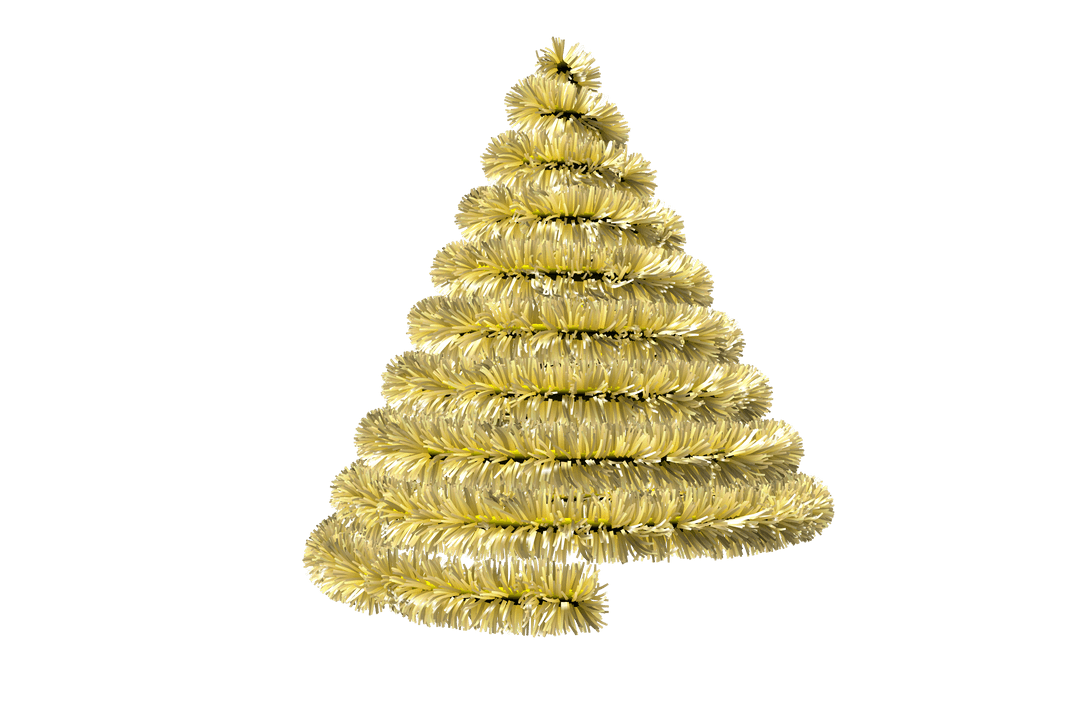 Christmas Tree Shape in Golden Tinsel Delighting Holidays Transparent Vector