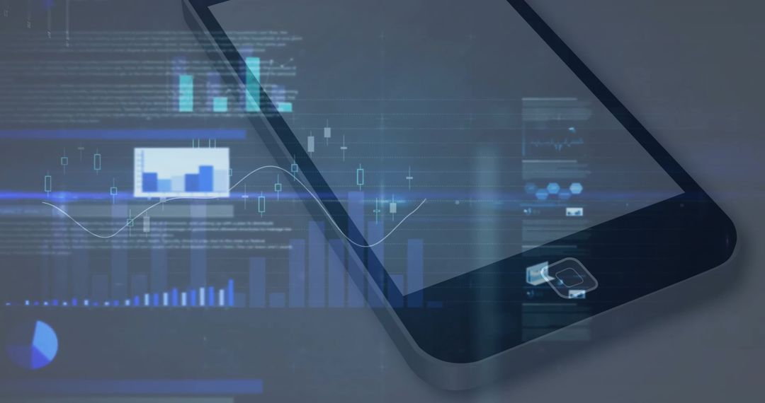 Futuristic Holographic Charts Emanating from Smartphone Display