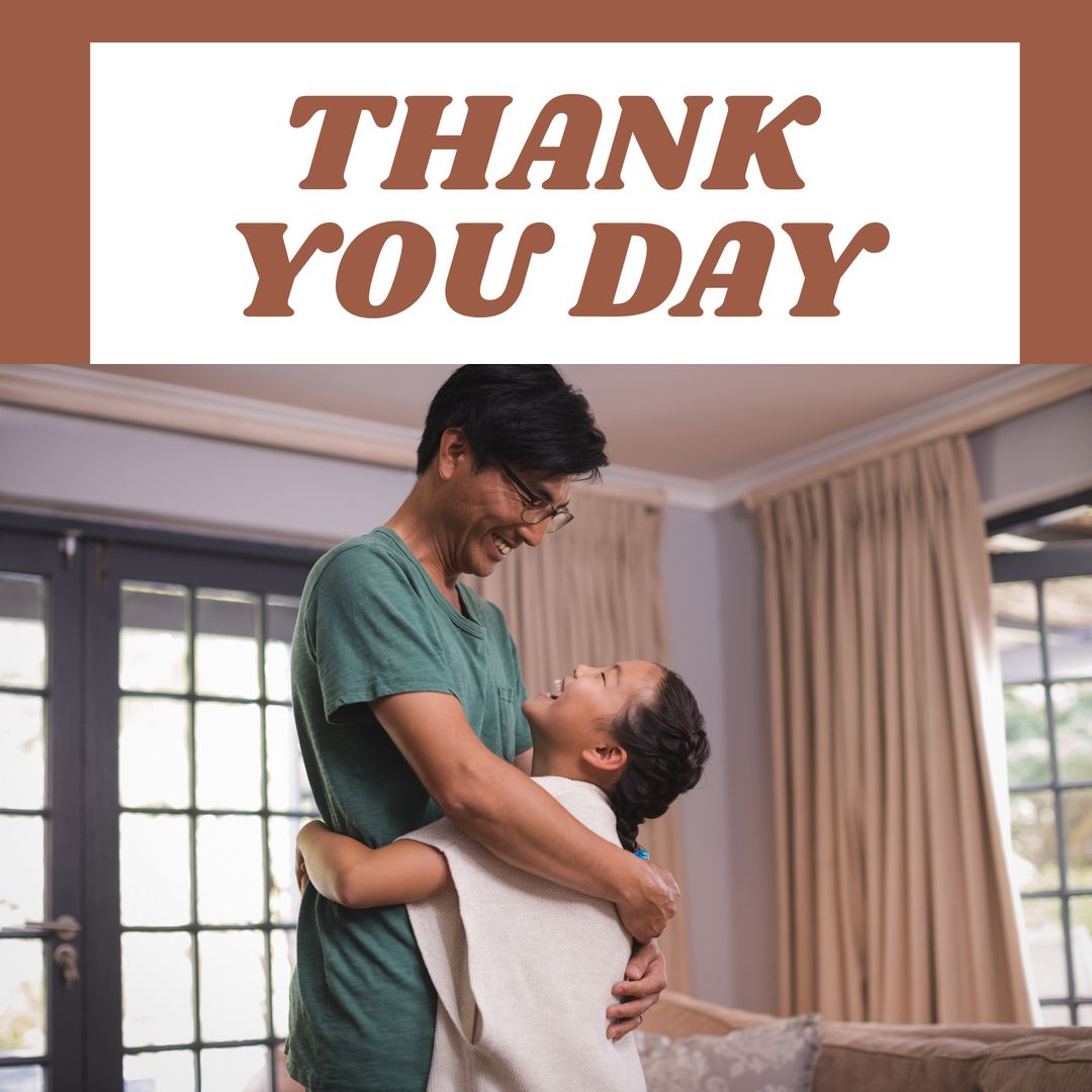 Father and Daughter Celebrating Thank You Day with Hug