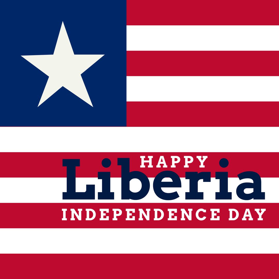 Celebratory Graphic of Liberian Independence Day with National Flag