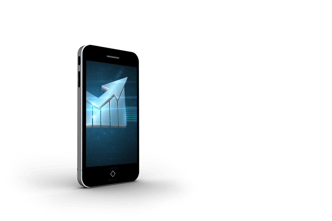 Rising Arrow on Smartphone Screen With Transparent Background